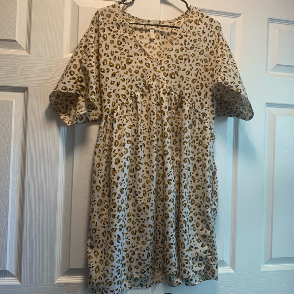 Maternity Mini Dress - Leopard Print